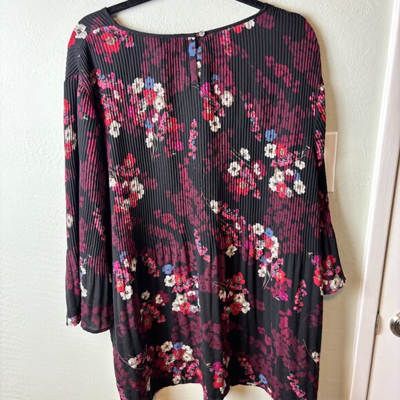 J. Jill Wearever Collection Pleated Floral Tunic Top Longline Blouse XL - Picture 5 of 6